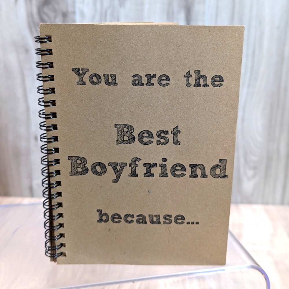 New "BEST BOYFRIEND" Journaling Scrap Book Recycled Bound Brown Paper